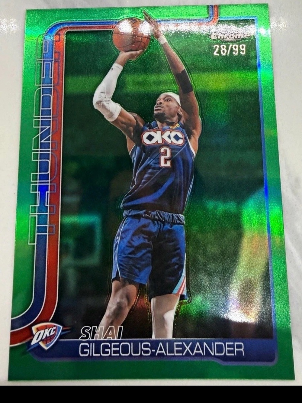 Shai Gilgeous-Alexander 2025-26 Topps Chrome OKC #141 Green Refractor /99